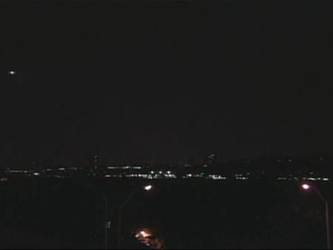 Watch as lightning lights up the skies over New York on Tuesday night.