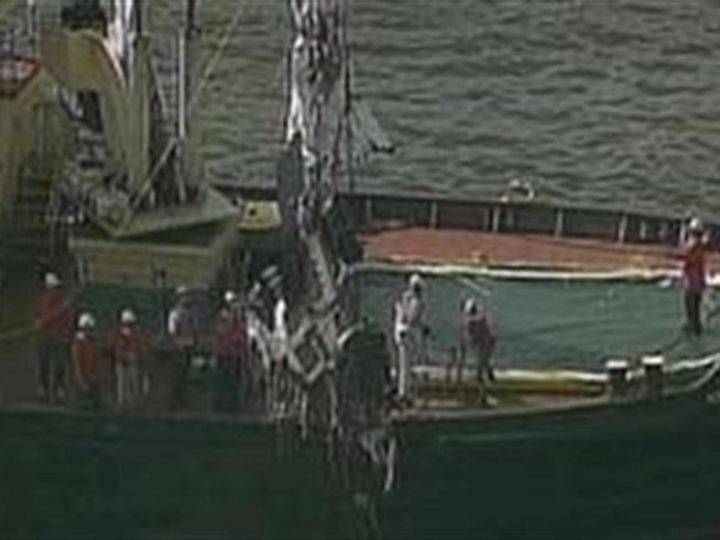 The body of the pilot of the plane that crashed mid-air above the <a title=