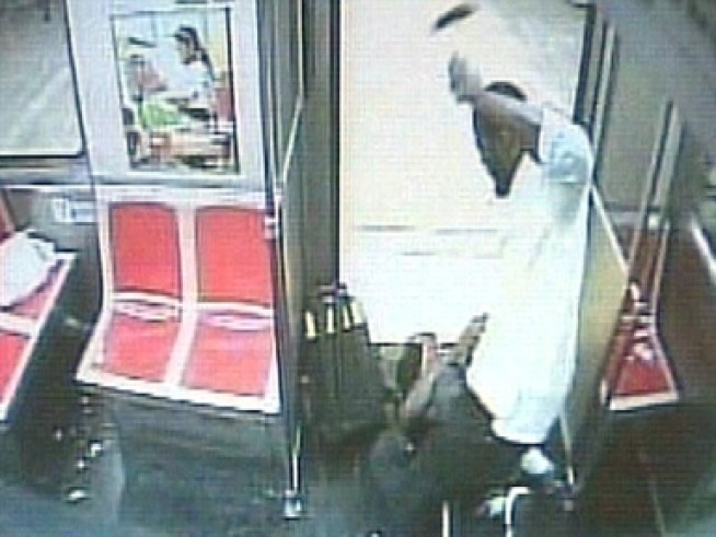Security cameras show vicious hammer attack on Philadelphia subway.