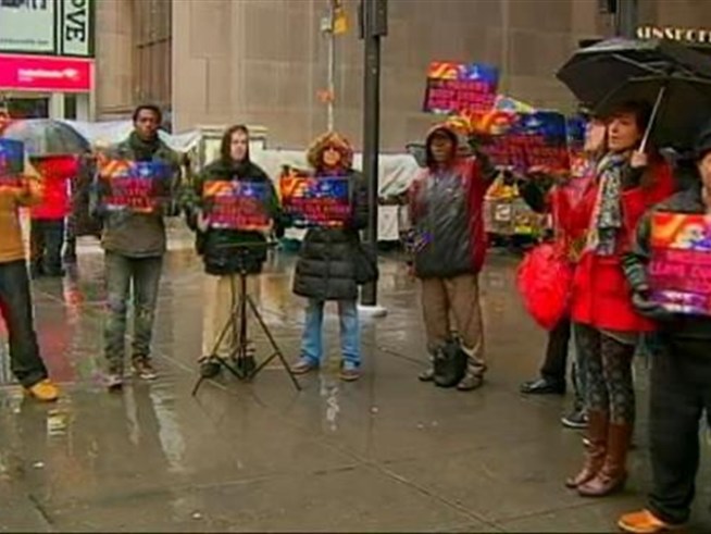 Oddly, the protesters showed little emotion.