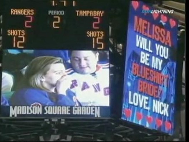 Man proposed to his Valentine on big-screen, but she had to think it over.