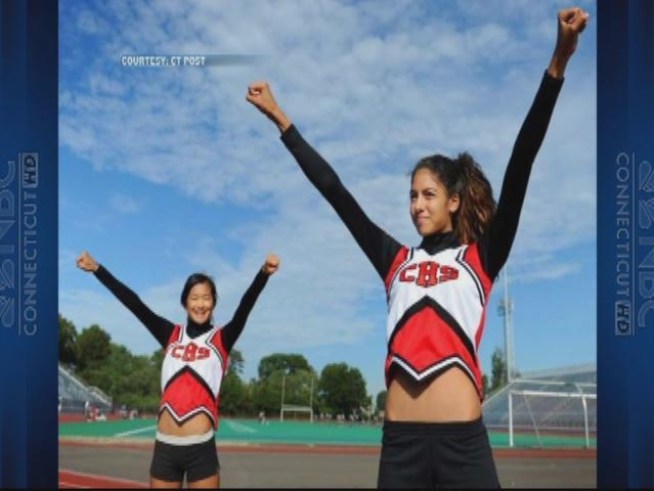 CHEERLEADERS AT CENTRAL HIGH SCHOOL IN BRIDGEPORT SAY THEIR UNIFORMS LEAVE THEM FEELING EXPOSED.