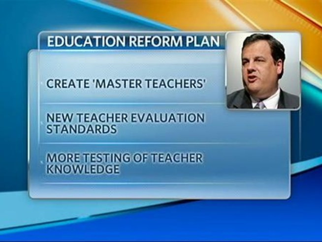 Governor Christie outlined his education reform plan today. And he's already facing some resistance. <a title=
