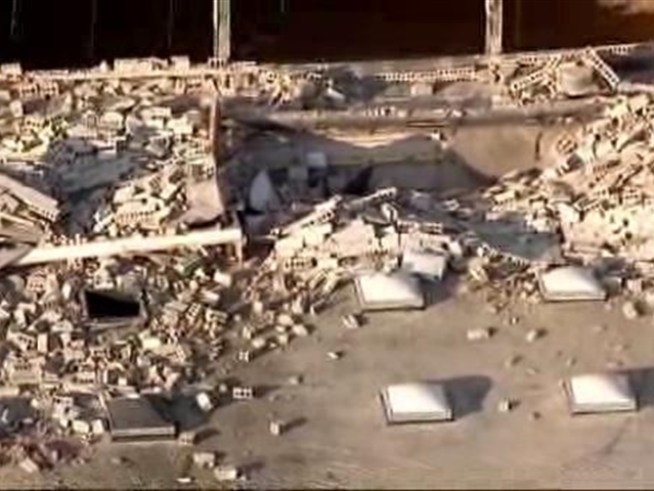 An auditorium wall collapsed at <a title=
