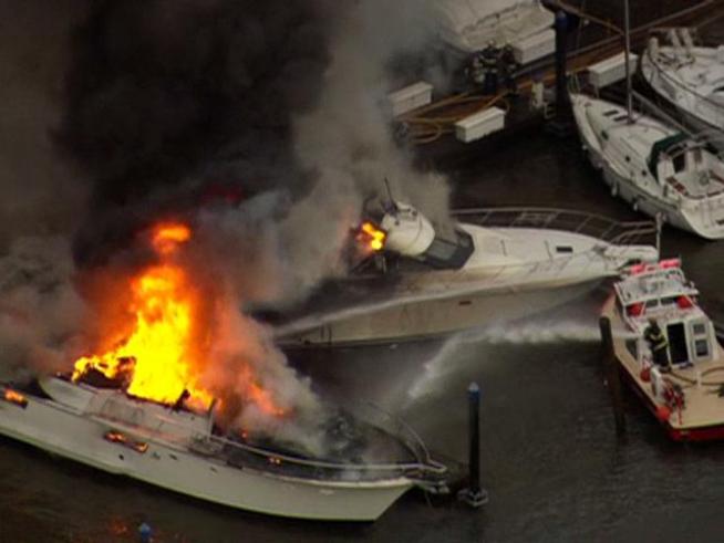 Smoke Visible For Miles After Boat Catches Fire