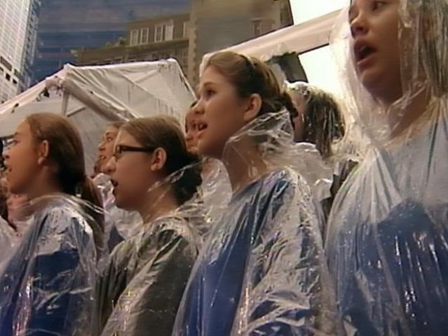 The Sept. 11 ceremonies at Ground Zero began with a somber rendition of the national anthem.