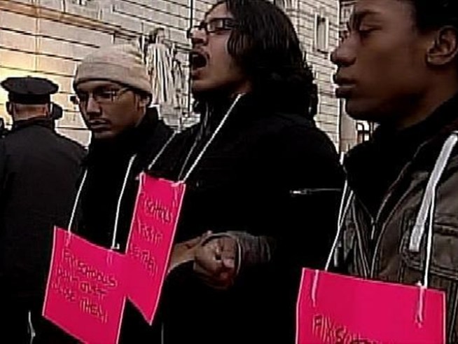 The City's plan to close as many as two-dozen schools led to a large demonstration in <a title=