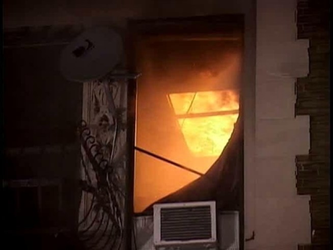 Six firefighters and a civilian suffered minor injuries in a three-alarm apartment fire in Hamilton Heights Saturday morning.