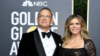 Tom Hanks and Rita Wilson arrive to the 77th Annual Golden Globe Awards held at the Beverly Hilton Hotel on January 5, 2020.