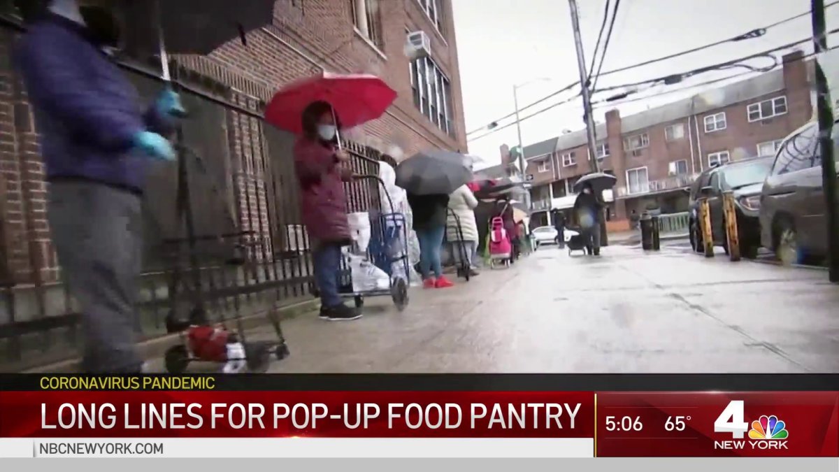 People Unable To Feed Their Families, Long Lines Form At Queens PopUp