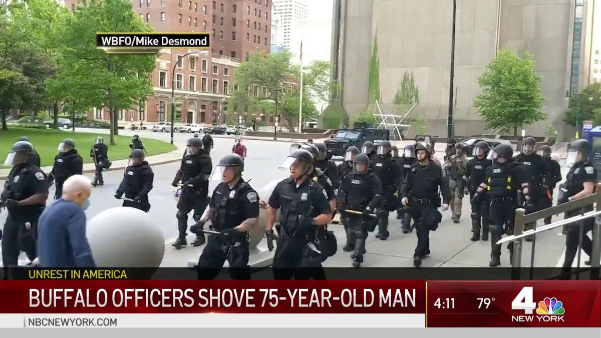 Buffalo Police Officers Shove 75 Year Old Protestor 57 Officers Resign