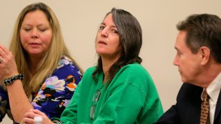 In a Thursday, Jan. 5, 2017 file photo, Michelle Lodzinski, sits with Chris Davitt, left, and her defense attorney Gerald Krovatin during her sentencing hearing