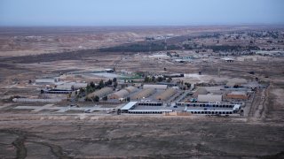 This Dec. 29, 2019, file photo taken from a helicopter shows Ain al-Asad air base in the western Anbar desert, Iraq.