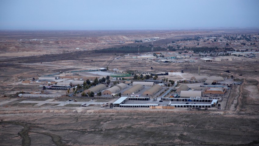 In this Sunday, Dec. 29, 2019 file photo taken from a helicopter shows Ain al-Asad air base in the western Anbar desert, Iraq.