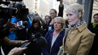 E. Jean Carroll outside a New York courthouse