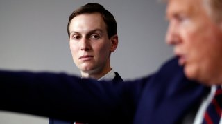 White House adviser Jared Kushner listens as President Donald Trump speaks about the coronavirus in the James Brady Press Briefing Room of the White House, Thursday, April 2, 2020, in Washington.