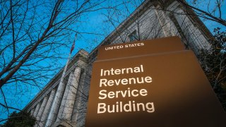 Internal Revenue Service Building with sign in front