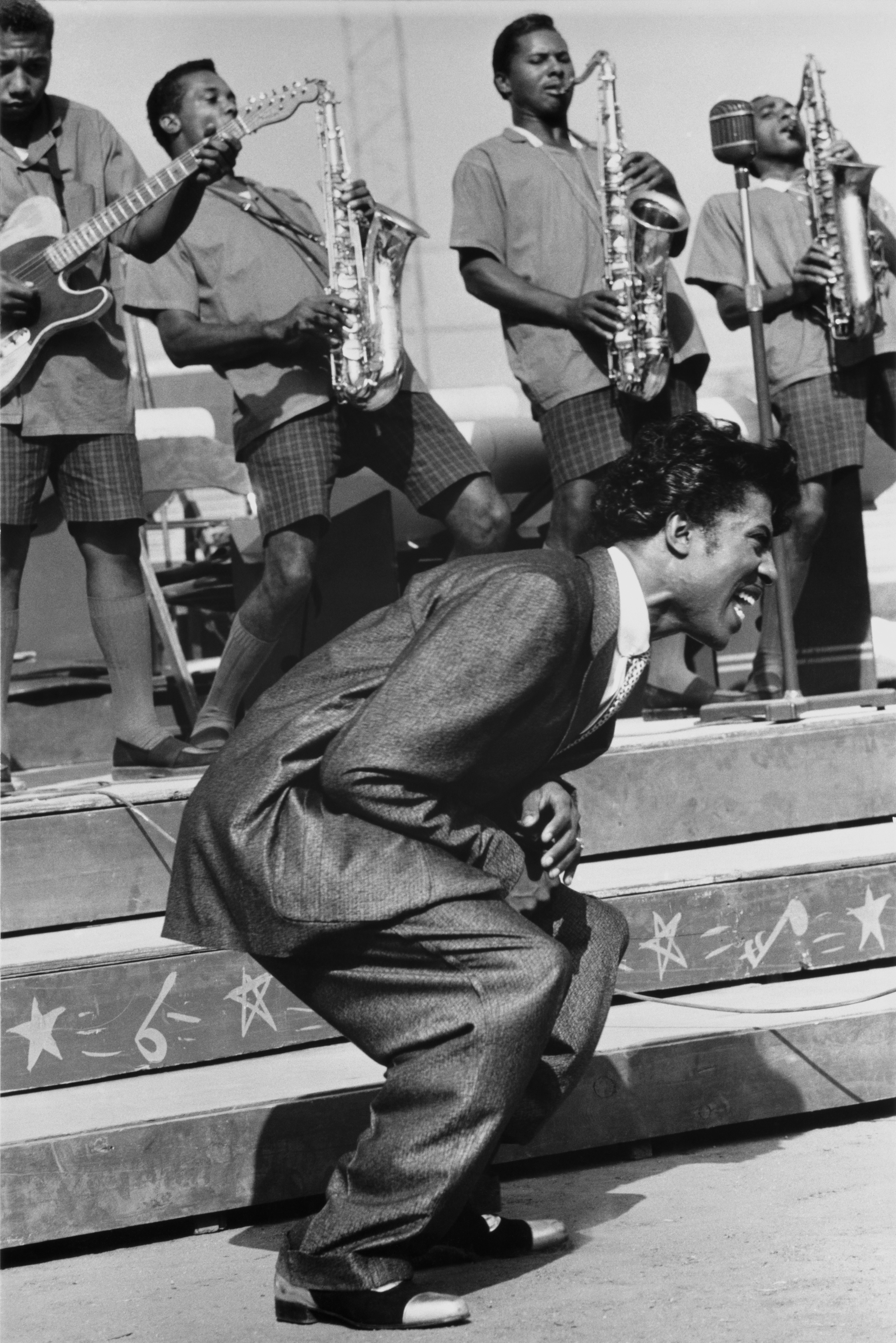 Rock and roll singer and songwriter Little Richard performs at Wrigley Field on September 2, 1956, in Los Angeles, California.