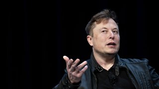 Elon Musk, founder of SpaceX and chief executive officer of Tesla Inc., speaks during a discussion at the Satellite 2020 Conference in Washington, D.C., U.S., on Monday, March 9, 2020.