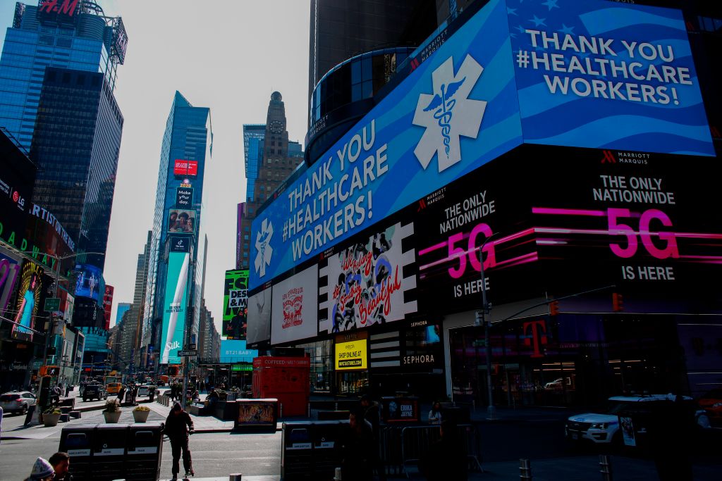 In Photos Times Square Turns Into A Sea Of Gratitude And Hope Thanks To Billboards Nbc New York