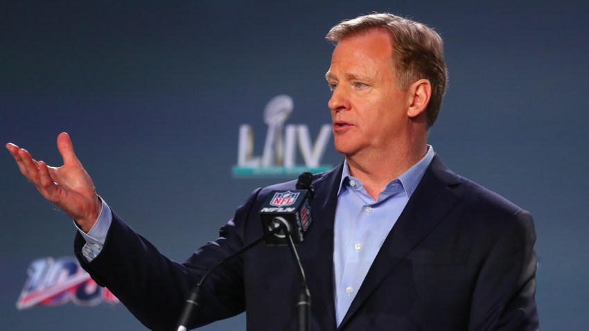 NFL Commissioner Roger Goodell speaks at a news conference on Jan. 29, 2020, at the Hilton Downtown in Miami.