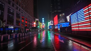 Time Square is seen empty in New York