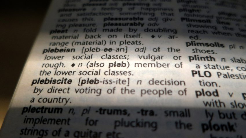 A close up photo illustration showing a dictionary definition.