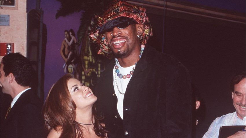 Carmen Electra and Dennis Rodman.