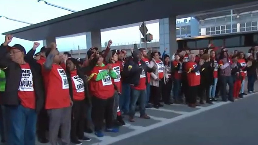 Hundreds Of Airline Catering Workers Stage Protest At Jfk Airport