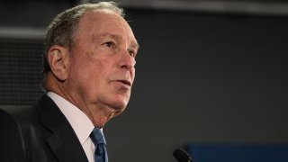 In this Jan. 27, 2020, file photo, Democratic presidential candidate former New York City Mayor Michael Bloomberg speaks during a campaign event in Burlington, Vt.