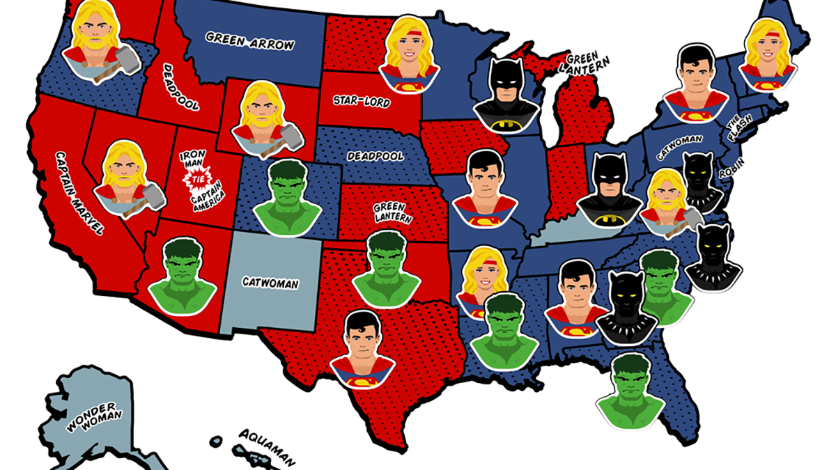 KAPOW Study Reveals Tri State S Favorite Comic Book Universe And Marvel Vs DC Map USDish