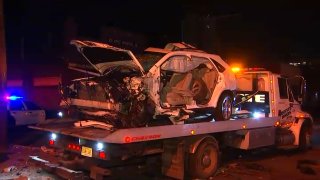 Damaged car after drunken crash