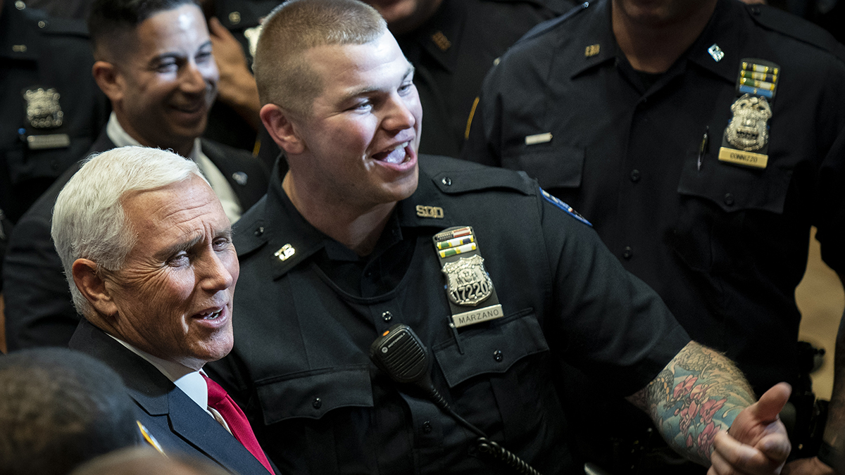 Vice President Mike Pence Congratulates Championship Nypd Football Team