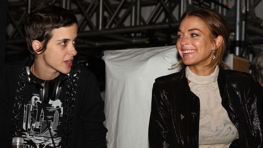 021409 Lindsay Lohan Sam Ronson Fashion Week