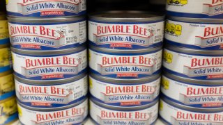 Bumble Bee albacore cans can be seen at a store in Mountain View, California, United States on Friday, November 22, 2019