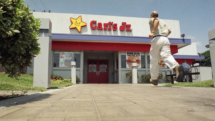 An eager customer makes his way toward a Carl?s Jr. in Los Angel