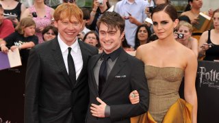 Rupert Grint, Daniel Radcliffe and Emma Watson attend the New York premiere of "Harry Potter And The Deathly Hallows: Part 2" at Avery Fisher Hall, Lincoln Center on July 11, 2011 in New York City.