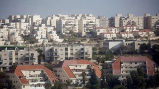 In this Jan. 16, 2017, file photo, houses part of the largest Israeli settlement of Ma'ale Adumim are seen on a hillside in Ma'ale Adumim, West Bank.