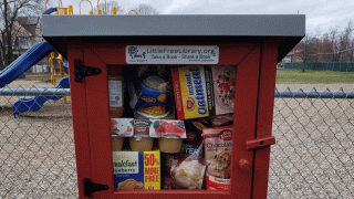 Little Free Library in New Jersey filled with nonperishable food amid coronavirus outbreak in the U.S.