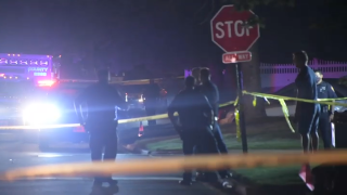 police investigate the scene of a shooting on Long Island