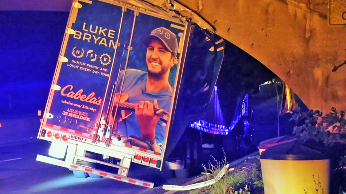 Country Star Luke Bryans Equipment Truck Smashed in Country Star Luke Bryans Equipment Truck Smashed in