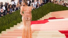 Beyonce arrives at The Metropolitan Museum of Art Costume Institute Benefit Gala, celebrating the opening of "Manus x Machina: Fashion in an Age of Technology" on Monday, May 2, 2016, in New York.