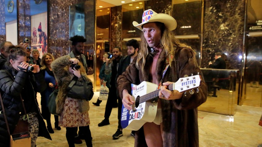 Naked Cowboy, North Dakota Senator Share Elevator at Trump 