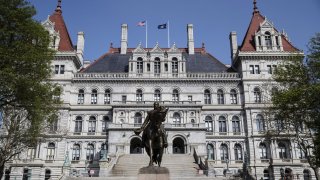 The New York State Capitol building stands in Albany