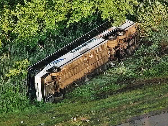 overturned bus parkway