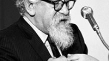 Abraham Joshua Heschel on the microphone