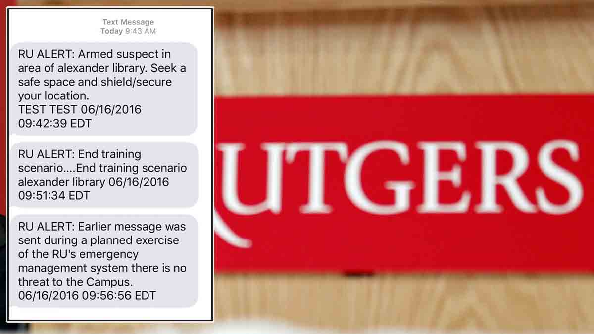 Rutgers’ Test Text Warning of Armed Shooter Alarms Campus NBC New York