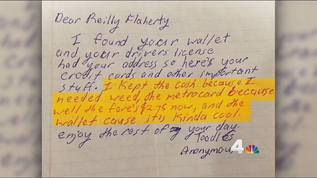 NYC Man Gets Lost Wallet in Mail With Hilarious Note NBC New York