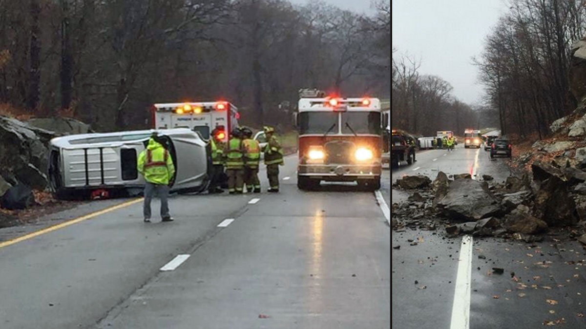 SUV Flips After Rockslide on Taconic State Parkway NBC New York