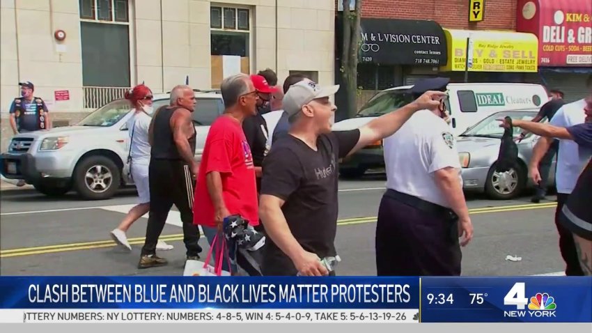 Clash Between Blue and Black Lives Matter Protesters
